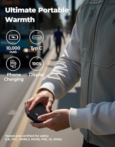 Detalle 2 de KEMIMOTO Gilet riscaldato unisex con batteria 10000 mAh