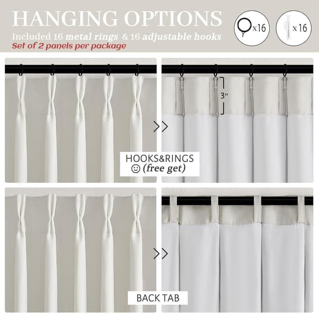 Thumbnail 5 de Linen Blackout Double Layer Curtains 72" L 🪟