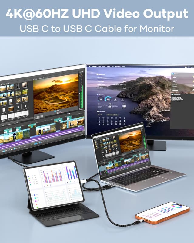 Detalle 2 de Zestiq USB‑C auf USB‑C Kabel (0,5 m) mit PD 240 W, 20 Gbit/s und 4K@60 Hz