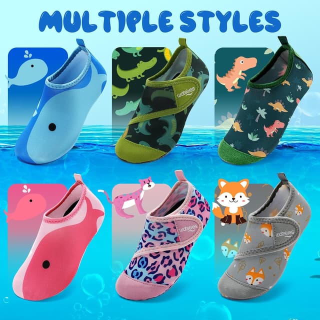 Detalle de WateLves Kinder-Badeschuhe & Wasserschuhe – schnell trocknend, barfuß-ähnlich mit Klettverschluss