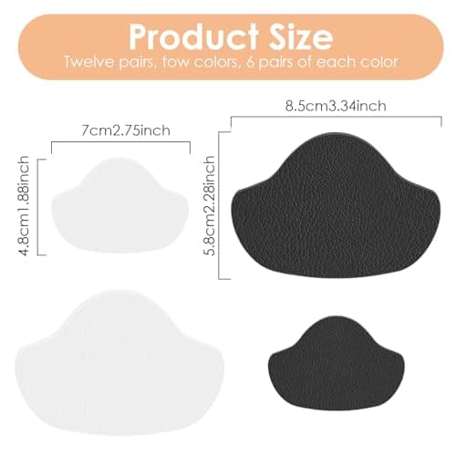 Thumbnail 6 de 12 paires de coussinets de talon auto-adhésifs pour baskets, noir et blanc ⚙