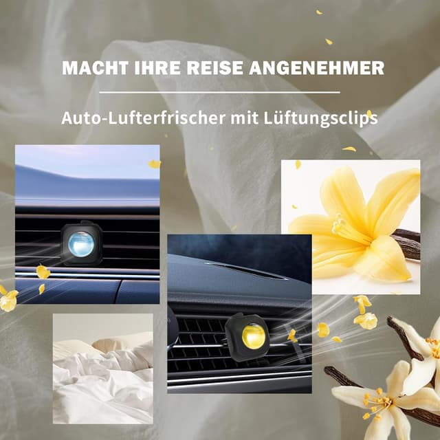 Detalle 2 de SCENTORINI Auto Lufterfrischer-Clips mit Baumwolle- und Vanilleduft (4 ml, 6 Stück)
