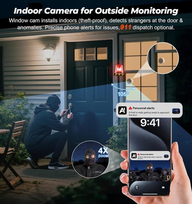 Detalle de Window Security Camera 4MP 2K WiFi Dual-Band