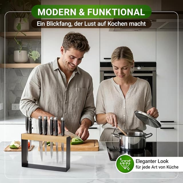 Thumbnail 6 de Messerblock ohne Messer aus Holz (schwarz) für 7 Messer und 1 Wetzstahl – Neues Modell 2025