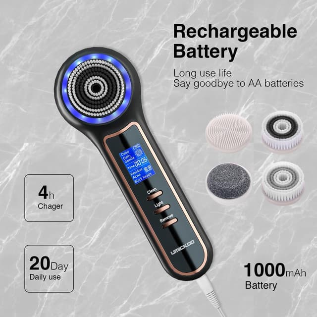 Thumbnail 6 de UMICKOO Electric Facial Cleansing Brush with LCD Screen (3-in-1, Rechargeable, IPX7)