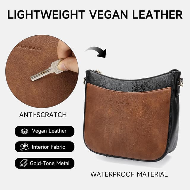 Detalle de GAEKEAO Trendy Crossbody Bag for Women with Multi Zip Pockets and Adjustable Wide Strap