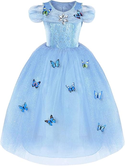 Imagen de URAQT Vestido de Cenicienta, Disfraz Elegante para Niñas 🦋 en OfertitasTOP