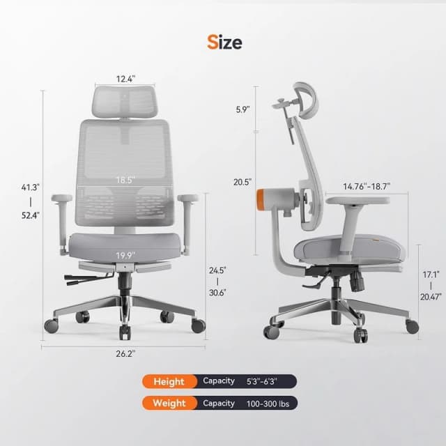 Detalle de Newtral MagicH-BPro silla ergonómica 4 posiciones