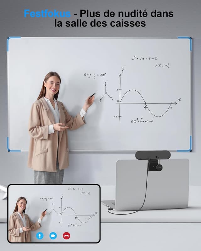 Detalle de EMEET Webcam C980PRO 1080P avec microphone, haut-parleurs et cache objectif