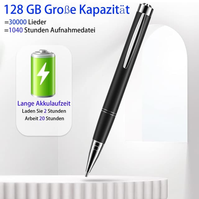 Detalle de JUSTSTONE Digital Voice Recorder mit 100 GB Speicher (bis 1.600 Stunden), One-Touch & 360° Surround-Aufnahme