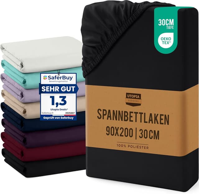 Thumbnail 6 de Utopia Bedding Spannbetttuch 120x200 cm Grau