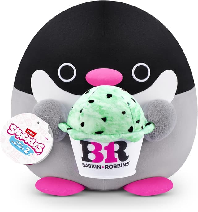 Detalle de Snackles série 2 Penguin (Baskin Robbin) – Peluche 20 cm, idée cadeau Fête des Mères