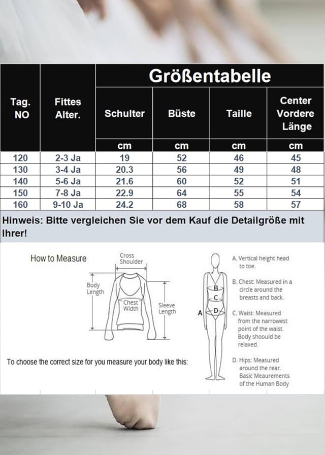 Detalle 2 de Kinder Ballettkleid mit Rock für 5 Größen