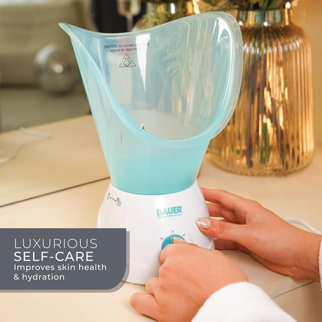 Detalle de Bauer Professional Facial Spa Face Steamer and Nasal Inhaler Set for blackheads, blocked sinuses & aromatherapy tray