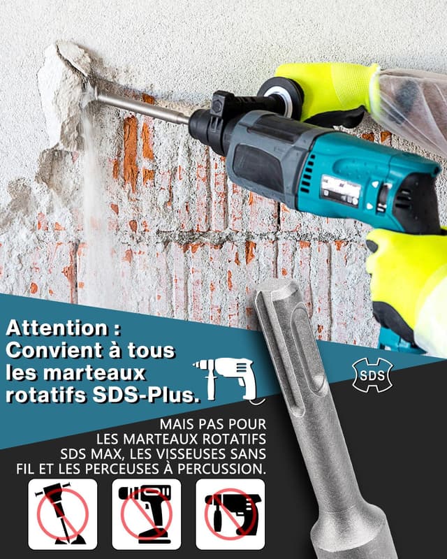 Thumbnail 4 de Lytool Burin SDS Plus 250 x 75 mm pour carrelage đ