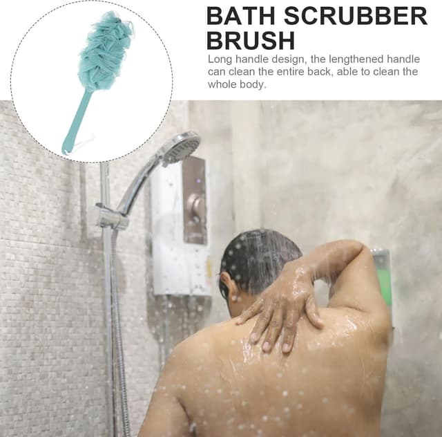 Detalle 2 de Rosenice 43cm Long Handled Back Scrubber – Soft loofah mesh shower brush with ergonomic handle