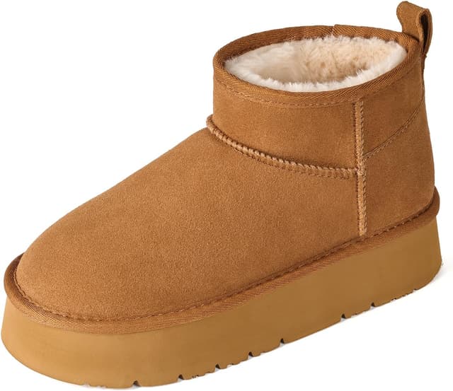 Detalle de OOW Ankle Platform Boots Genuine Suede Cozy Lined Boots