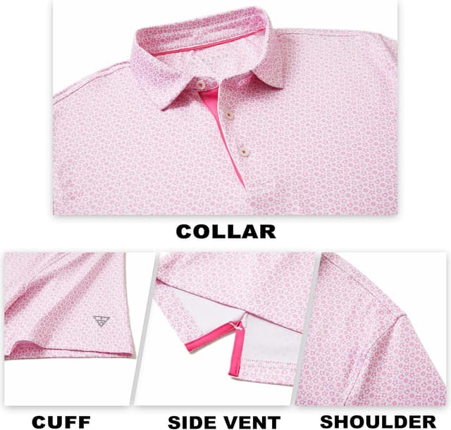 Detalle de M MAELREG Men’s Dry Fit Short Sleeve Golf Polo Shirt with Print (Moisture Wicking, UPF 30+)