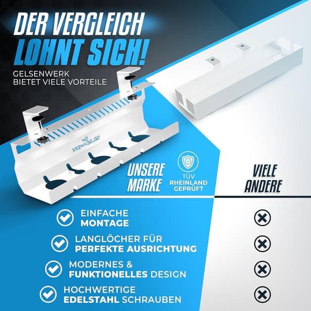 Detalle 2 de GELSENWERK Kabelkanal Schreibtisch 2er Set