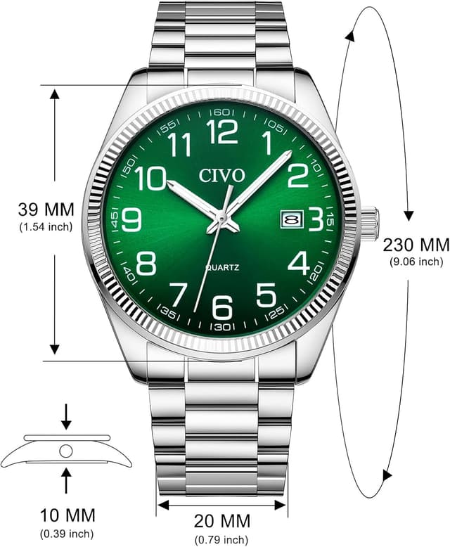 Thumbnail 6 de CIVO Montre Lecture Facile Argent