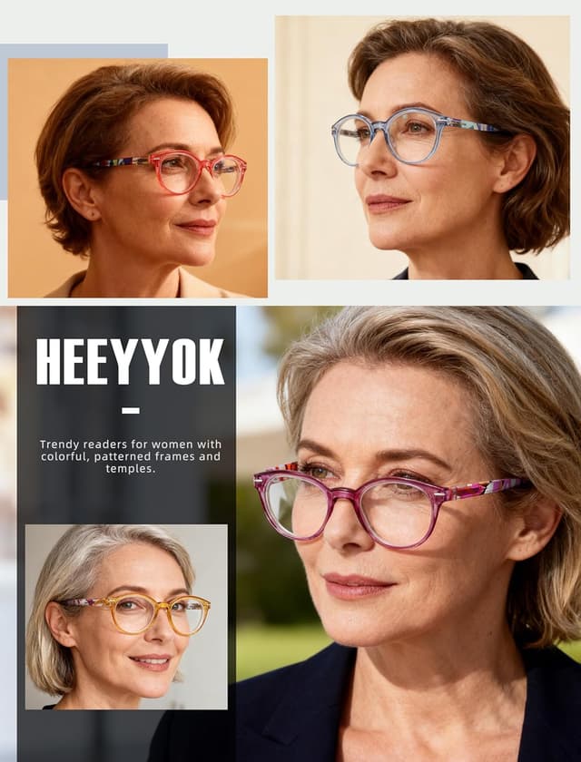Thumbnail 6 de HEEYYOK +1.50 reading glasses in retro round