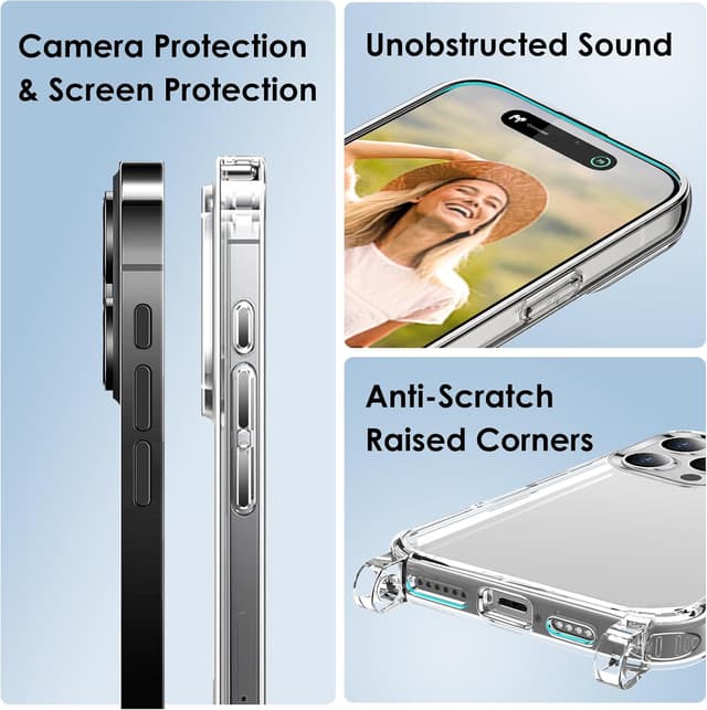 Detalle 2 de Vaykwo Handykette mit Band für iPhone 16 Pro – transparente Umhängehülle mit Kameraschutz & Displayschutz