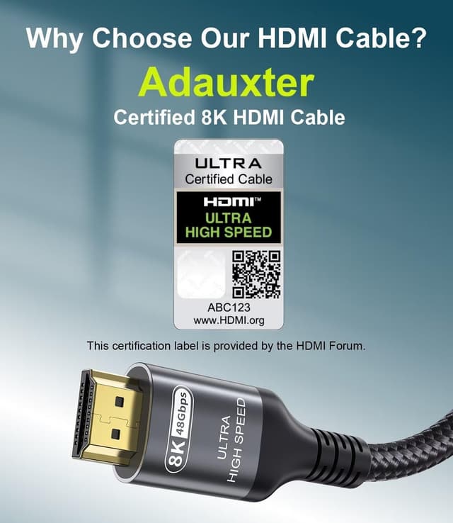Detalle 2 de Cavo HDMI 2.1 10K/8K da 1 m certificato 48 Gbps con Ethernet eARC CEC