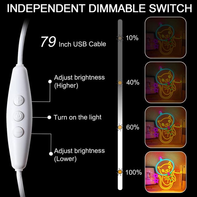 Detalle de ineonlife Astronaut Milk Tea Cat neon sign (dimmable, USB powered) for wall decor