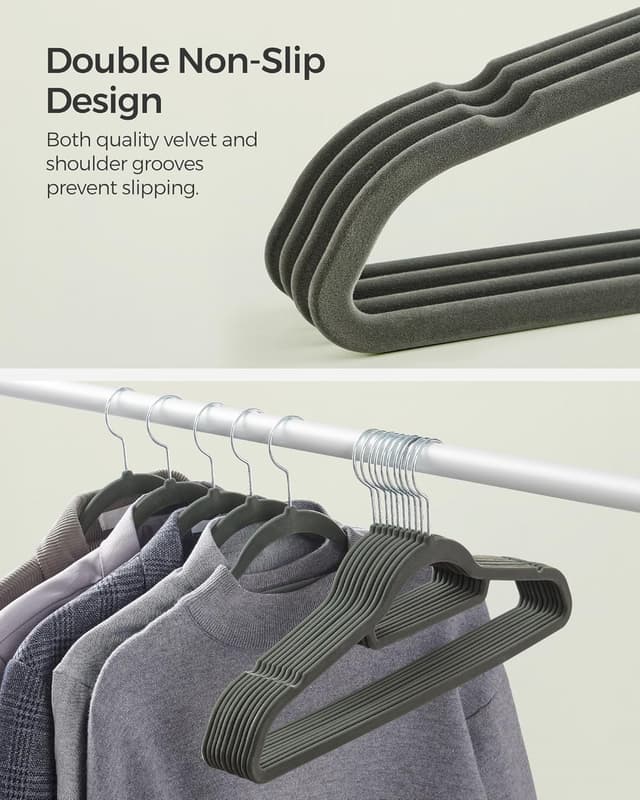Detalle de Velvet hanger set 20, 43.5 cm, non-slip