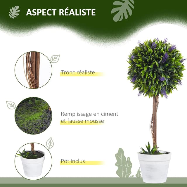 Thumbnail 2 de HOMCOM Lot de 2 Plantes artificielles lavande 60 cm