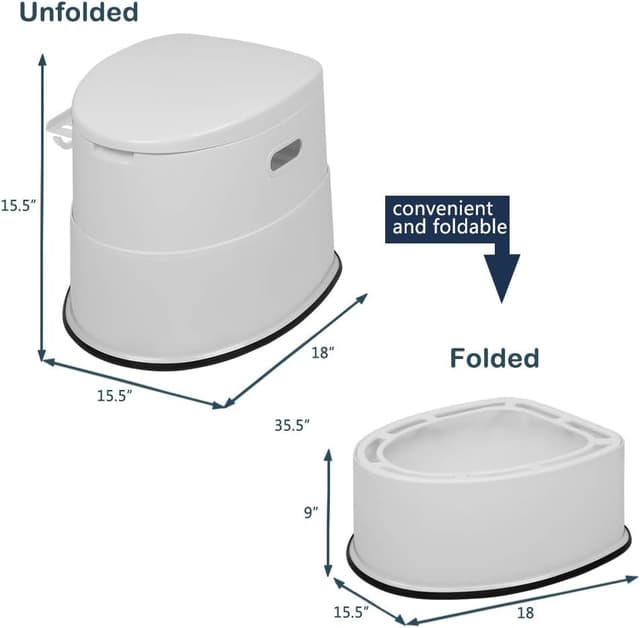 Detalle de Outvita Pot de chambre adulte 5 L pour camping et voyages, toilette portable amovible avec porte-papier hygiénique