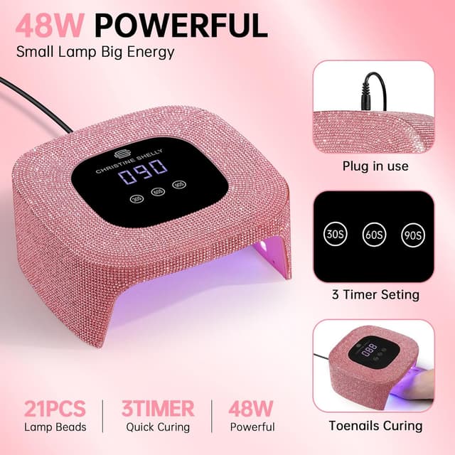 Detalle 2 de CHRISTINE SHELLY 48W Gel Nail Lamp with Auto Sensor, 365nm + 405nm LED Curing Light & LCD Touch Screen