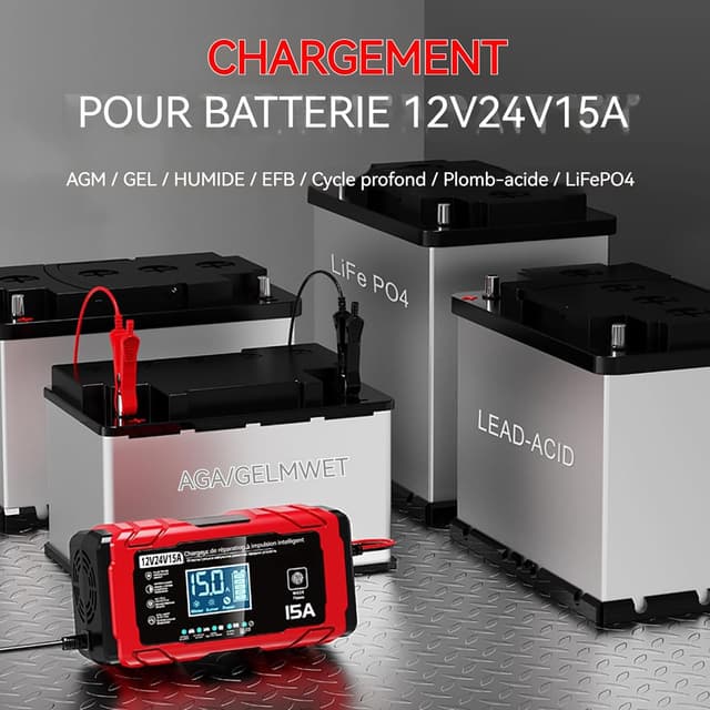Detalle 2 de TEKXDD chargeur batterie 15 A 12V/24V