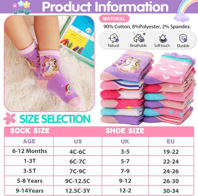 Detalle 1 de Welwoos non slip grip socks 12 pairs