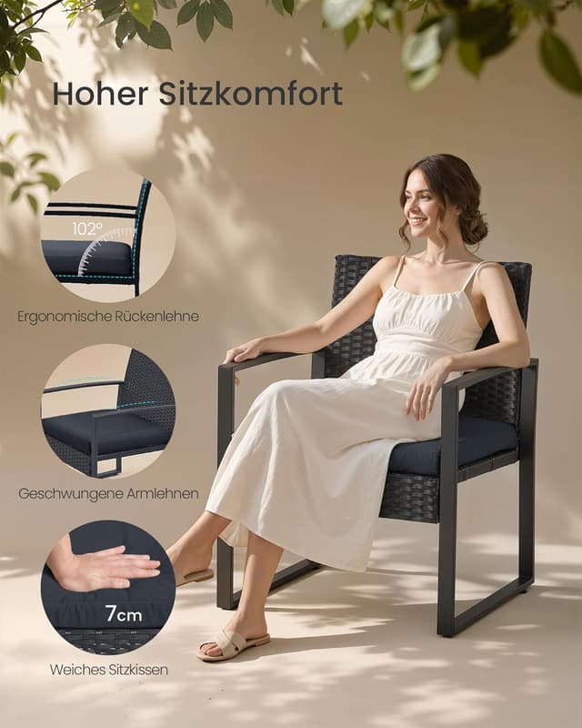 Detalle de SONGMICS Balkonmöbel Lounge-Set mit 2 Stühlen