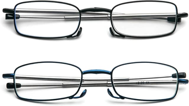 Detalle 2 de KoKoBin faltbare 2er-Set Lesebrillen aus Edelstahl, Mini-Hartschalen-Etui (Größe L), verschiedene Dioptrien