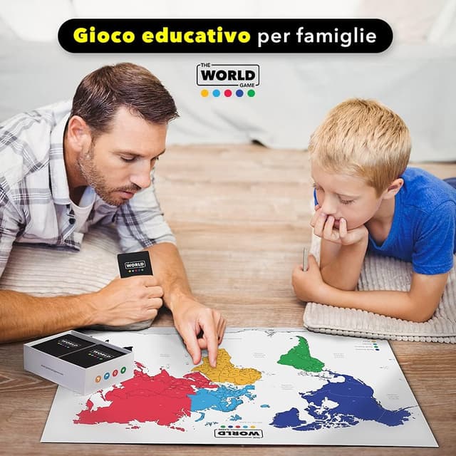 Detalle 2 de The World Game Gioco di carte Geografia in italiano, per famiglie e bambini (2–5 giocatori)