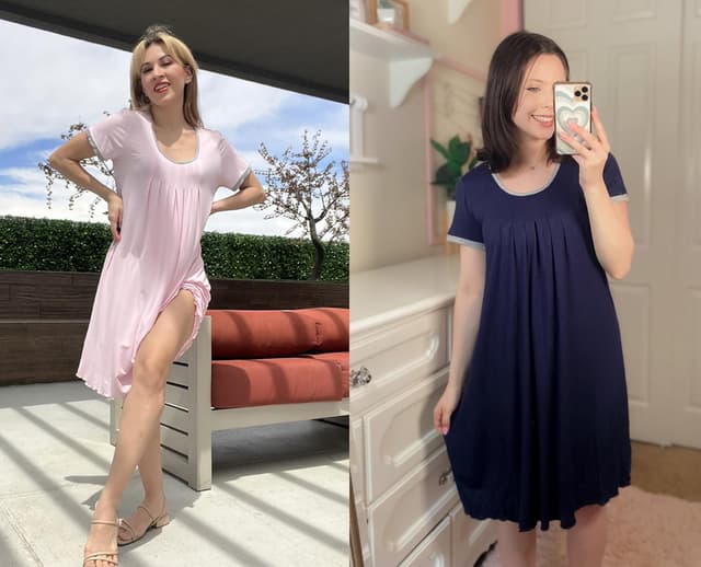 Detalle de Ekouaer Donna camicia da notte estiva/pigiama manica corta in taglie forti (S-3XL)