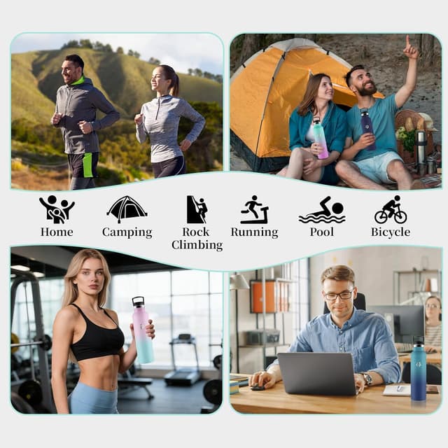 Thumbnail 6 de Mujigaga borraccia termica da 1 litro in acciaio inox con cannuccia, senza BPA e anti-perdite