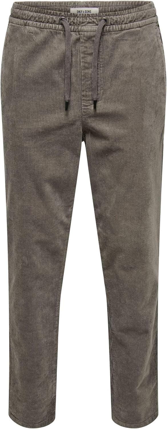 Detalle de Only & Sons Onslinus Tap Corduroy 0185: pantaloni in velluto a coste da uomo con coulisse