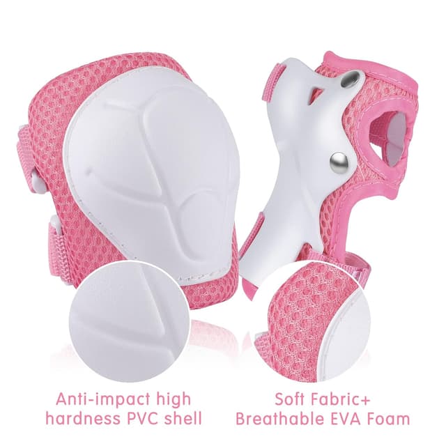 Detalle 2 de WayEee Knieschoner Kinder mit Helm rosa