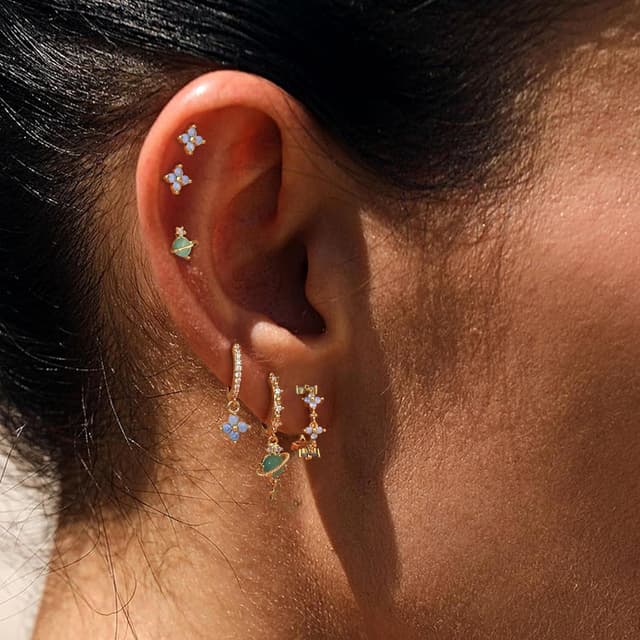 Thumbnail 4 de BodyBonita 3 Paar Ohrringe Silber 925 Set fĂĽr Damen đź’Ť