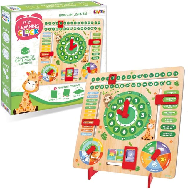Detalle de CRAZE Reloj de Aprendizaje madera 8 piezas