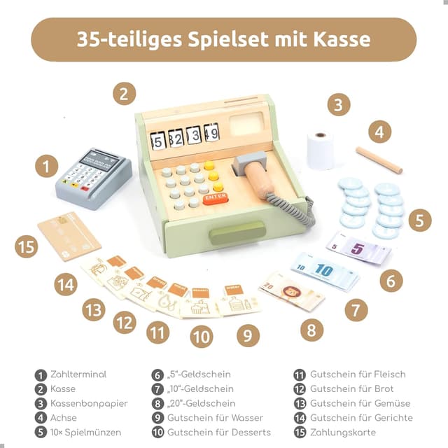 Thumbnail 5 de umu® Kinderkasse Holz 35 Teile