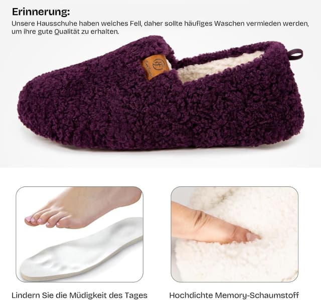 Detalle 2 de EverFoams Damen Winter Hausschuhe Memory Foam