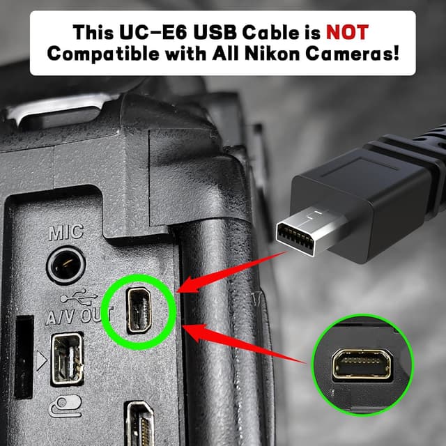 Detalle de UC-E6 USB-Kabel kompatibel mit Nikon D5500 & D5300 sowie Coolpix-Modelle (1,5 m)