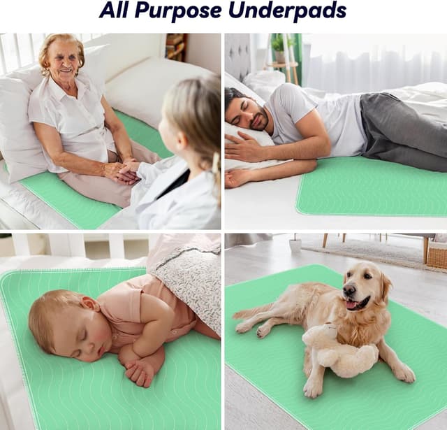 Thumbnail 6 de 4-Pack 36” x 54” Extra-Heavy Absorbency Washable Underpads (Waterproof, Reusable) for Nursing, Incontinence, Dogs & Mattress Protection
