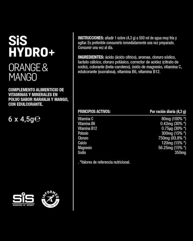 Thumbnail 4 de Science in Sport HYDRO+ #Electrolitos Veganos 🍊 Mango y Naranja