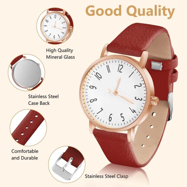 Detalle de OFFCUP Orologio da Donna analogico al quarzo con cinturino in pelle e movimento a tre lancette