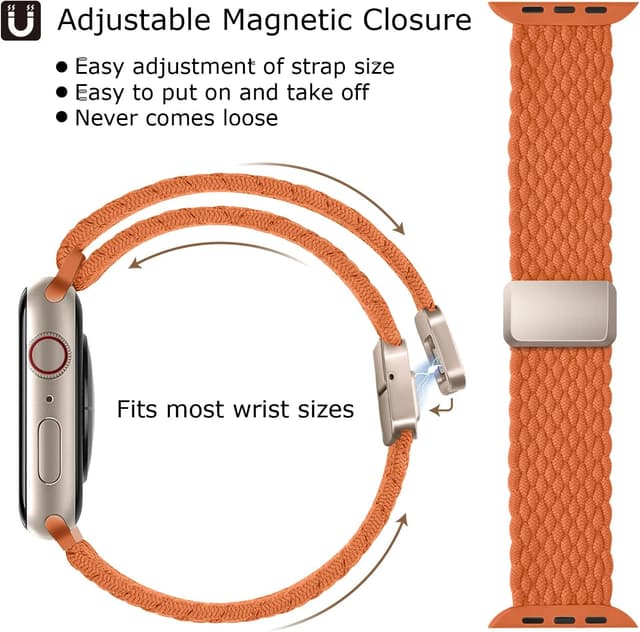 Detalle de Higgs braided magnetic stretch strap for Apple Watch (38–49mm)